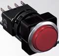 Idec LW6ML Series 22mm Momentary Pushbutton with Solder Tab Terminals, Illuminated Extended Round Lens with Metal Bezel