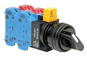 Idec HW1S Series 22mm Selector Switch with Finger Safe Screw Terminal, Round Lever Operator with Black Plastic Bezel, 2-Position Maintained or Spring Return from Right Operation (NOTE-Lever & Insert Sold Separately)